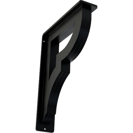 Ekena Millwork Bradford Wrought Iron Bracket, (Triple center brace), Powder Coated Black 2"W x 7 1/2"D x 10"H BKTM02X07X10TBR